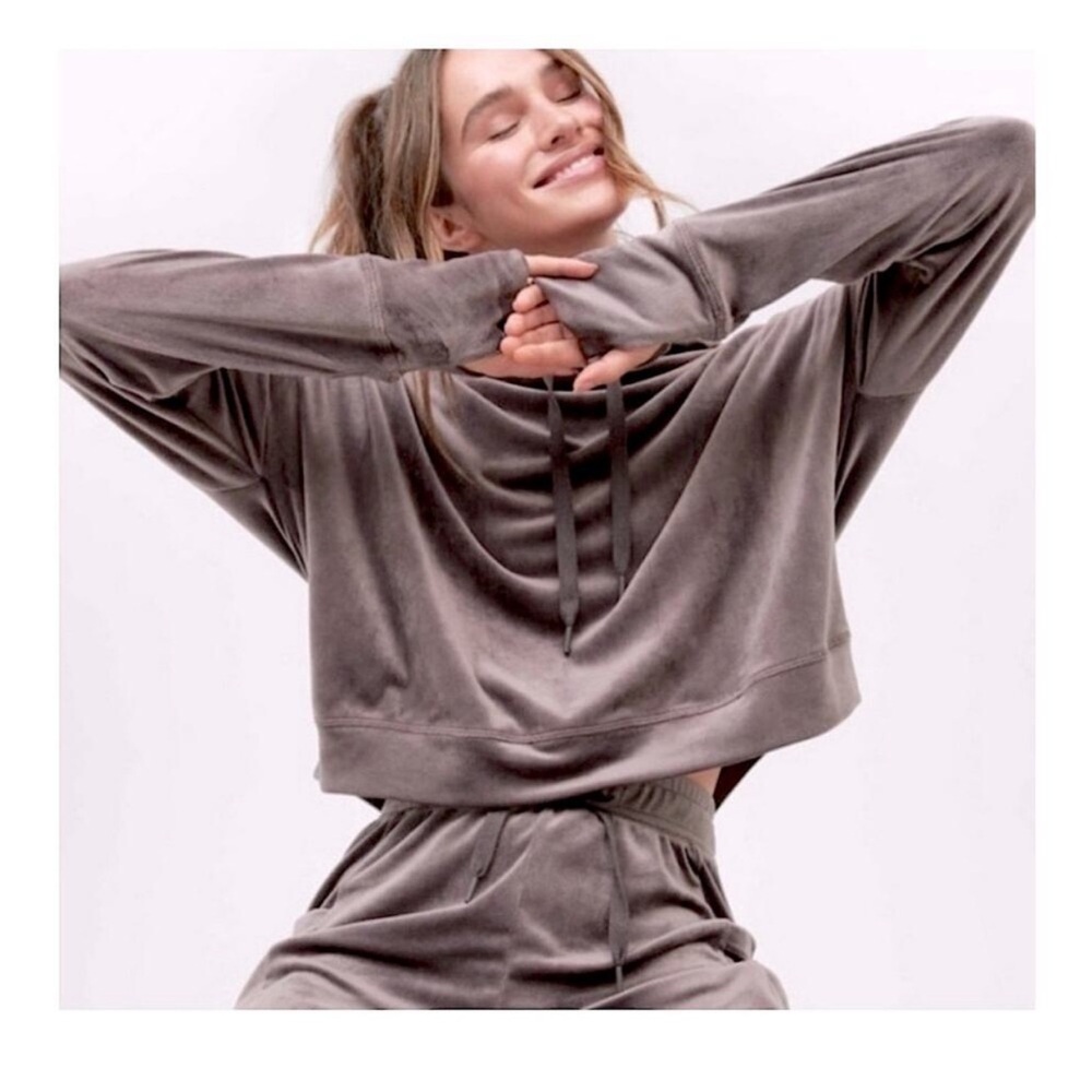 Aerie Offline Taupe Velour Hoodie Size XXL